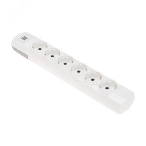 Колодка PREMIUM 6 гнезд, с/з, 2 USB, белый — фото изделия
