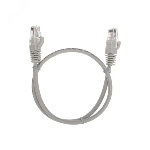 Патч-корд U/UTP, CAT 5e, RJ45-RJ45, 26AWG, LSZH, серый, 0,5м, — фото изделия