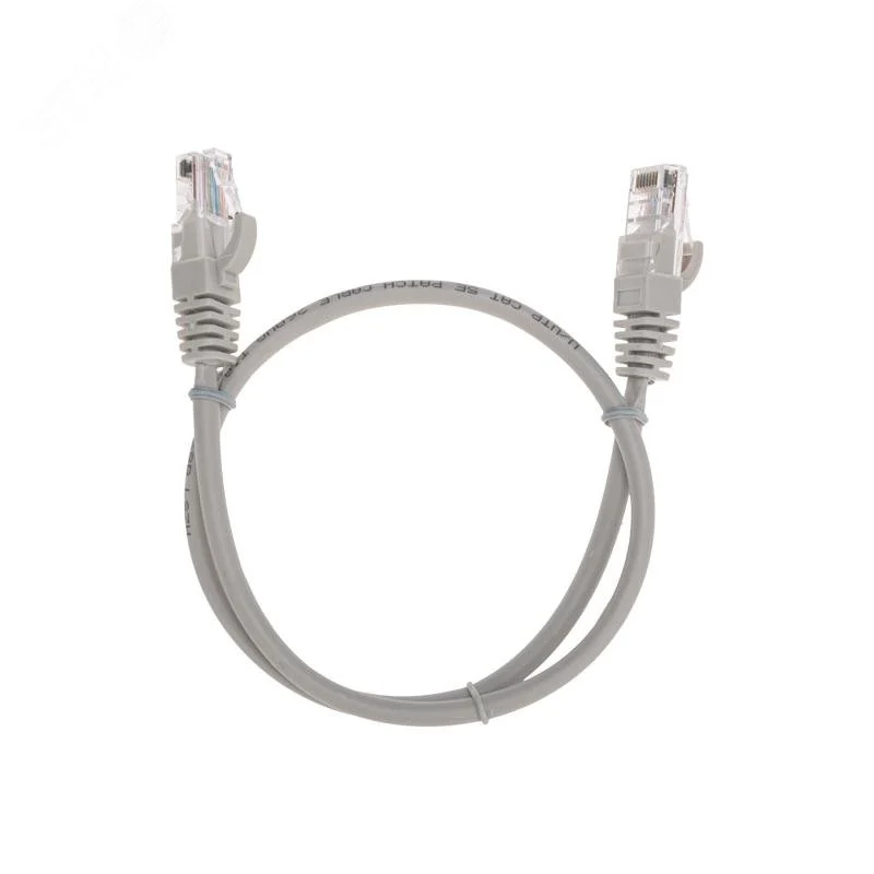 Патч-корд U/UTP, CAT 5e, RJ45-RJ45, 26AWG, LSZH, серый, 0,5м, — фото изделия