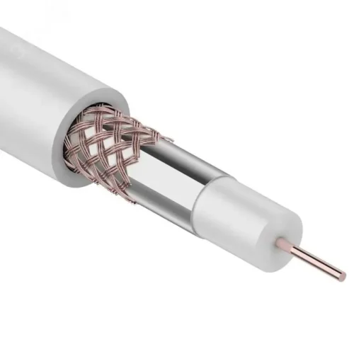 Кабель коаксиальный RG-59U+Cu (75 Ом), Cu/Al/Cu, 64%, бухта 100 м, белый, REXANT — фото изделия