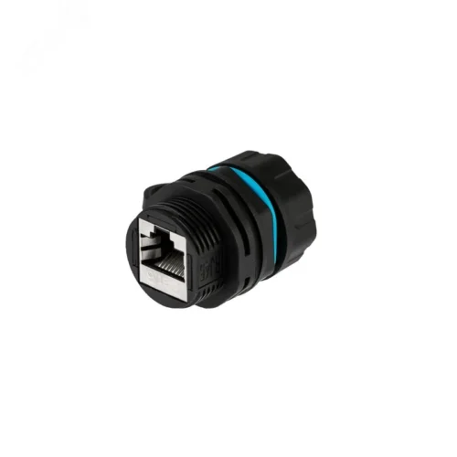 Индустриальный соединительный модуль RJ-45(8P8C), FTP, CAT 6, IP68 с защитным колпачком для кабеля — фото изделия