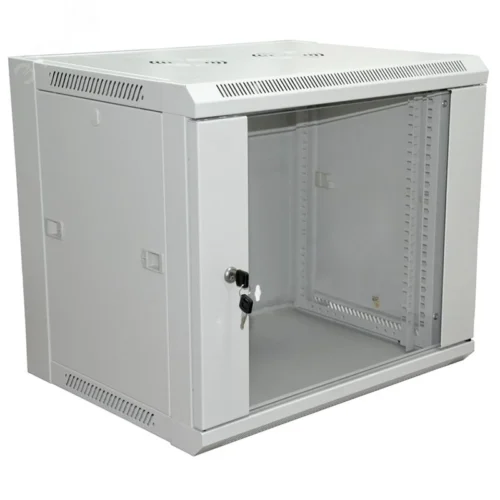 Шкаф настенный телекоммуникационный разборный 6U 600x600x370мм дверь стекло серый (RAL 7035) PRO — фото изделия