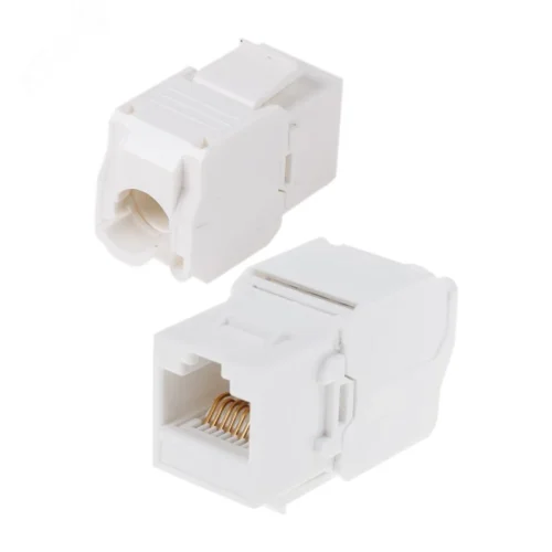 Модуль Keystone Jack RJ-45(8P8C) UTP неэкраниров кат 6 180 градус самозажим бел, — фото изделия