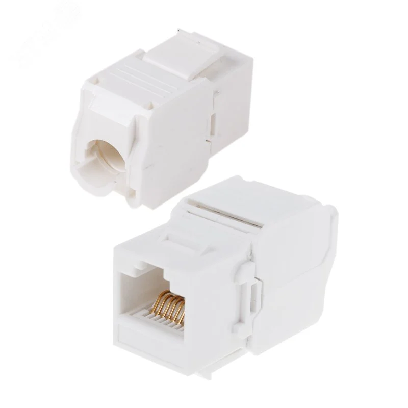 Модуль Keystone Jack RJ-45(8P8C) UTP неэкраниров кат 6 180 градус самозажим бел, — фото изделия