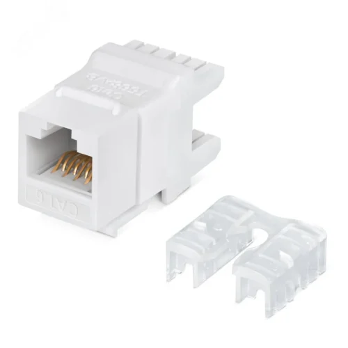 Модуль Keystone Jack RJ-45(8P8C) UTP неэкранированный CAT6 180град белый — фото изделия