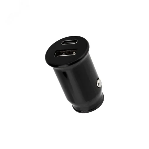 Автозарядка в прикуриватель АЗУ USB-A+USB-C 2.4 A черная — фото изделия