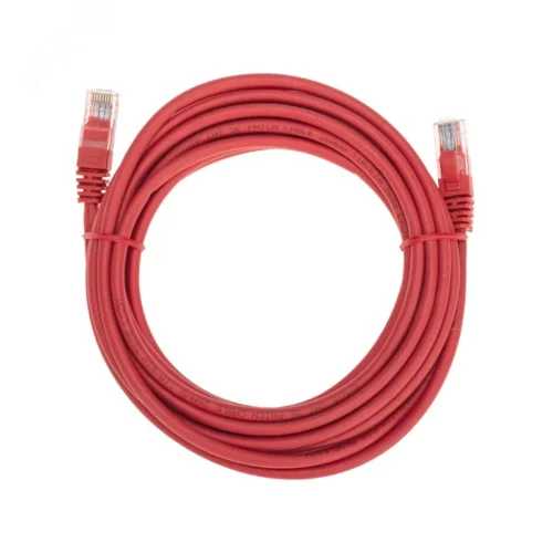 Патч-корд U/UTP, CAT 5e, RJ45-RJ45, 26AWG, LSZH, красный, 5м, — фото изделия