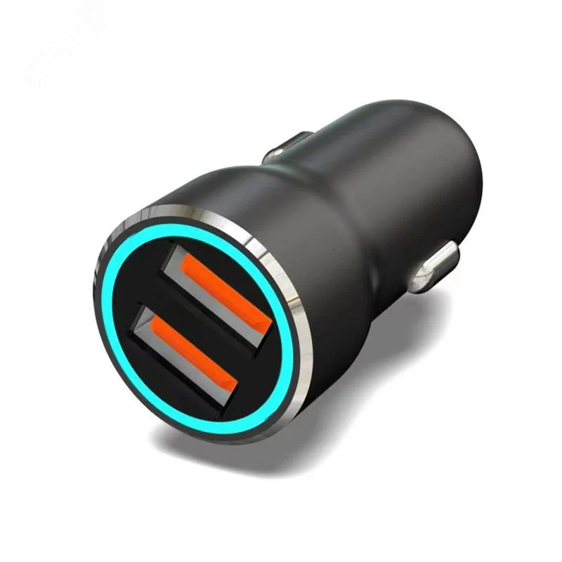 Зарядное устройство автомобильное c двумя портами USB-A + USB-A c LED-подсветкой 12Вт — фото изделия