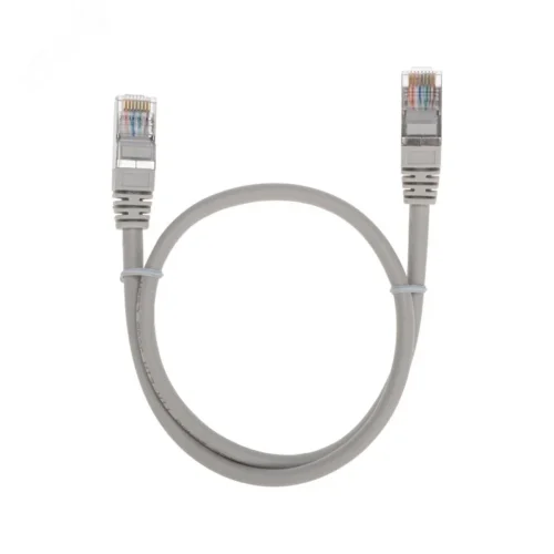 Патч-корд F/UTP, CAT 5e, RJ45-RJ45, 26AWG, LSZH, серый, 0,5м, — фото изделия