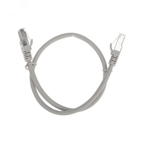 Патч-корд S/FTP CAT 6A (10G), RJ45-RJ45, 28AWG, LSZH, серый, 0.5м, — фото изделия