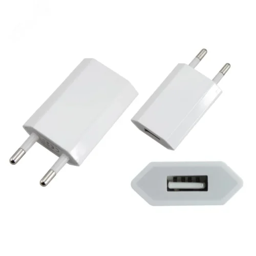 Устройство сетевое зарядное iPhone, iPod USB белое, СЗУ, 5 V, 1000 mA, — фото изделия