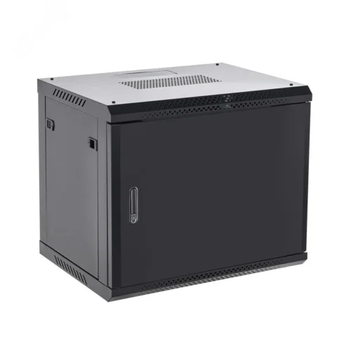 Шкаф настенный телекоммуникационный разборный 9U 550×400 дверь металл черный (RAL 9005) — фото изделия