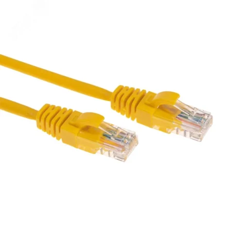 Патч-корд U/UTP, CAT 5e, RJ45-RJ45, 26AWG, LSZH, желтый, 2м, — фото изделия