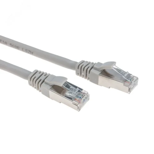 Патч-корд F/UTP CAT 6, RJ45-RJ45, 26AWG, LSZH, серый, 1м, — фото изделия