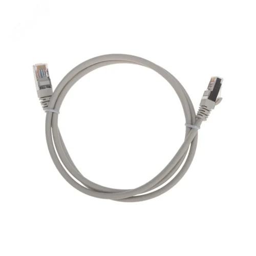 Патч-корд F/UTP, CAT 5e, RJ45-RJ45, 26AWG, LSZH, серый, 1м, — фото изделия