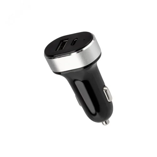 Автозарядка в прикуриватель АЗУ USB-A+USB-C 3.1 A черная — фото изделия
