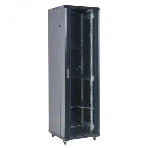 Шкаф напольный телекоммуникационный разборный 37U 600x600x1832мм дверь стекло черный (RAL 9005) — фото изделия