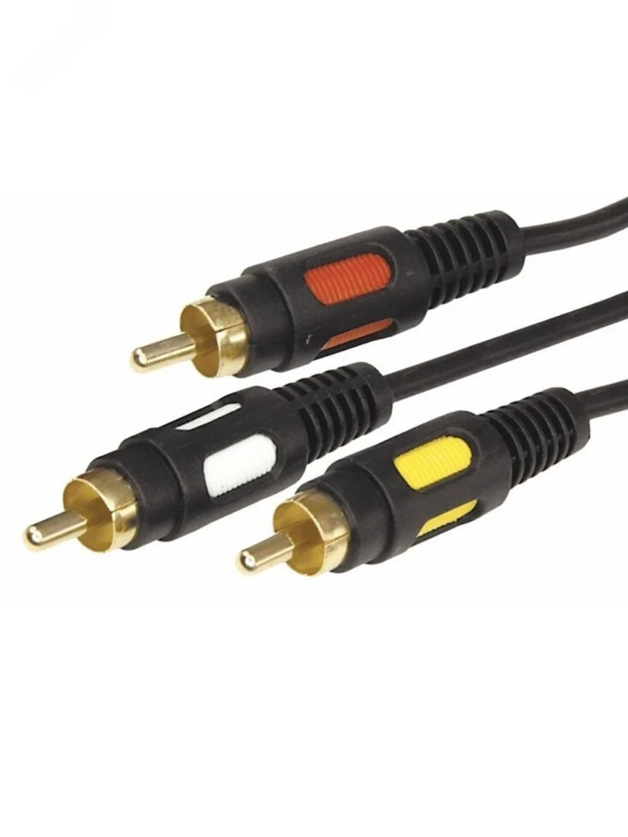 Шнур 3 RCA — 3 RCA, 1.5 м., черный GOLD — фото изделия