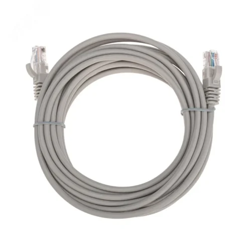 Патч-корд U/UTP, CAT 5e, RJ45-RJ45, 26AWG, LSZH, серый, 5м, — фото изделия