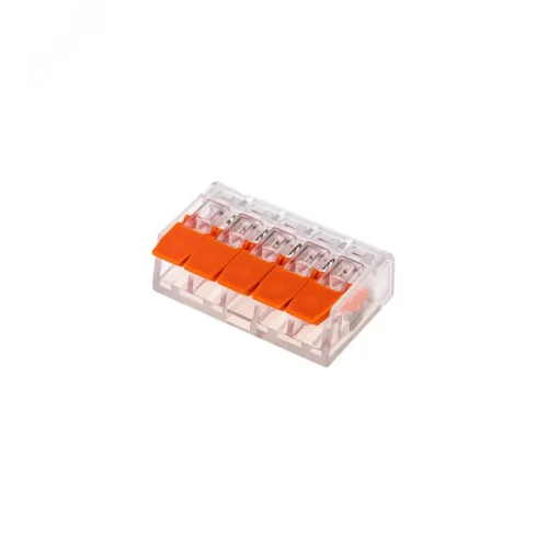 Клемма универсальная компактная СМК 221-415, 5-прoводная до 4,0 кв мм, 5 шт, REXANT — фото изделия