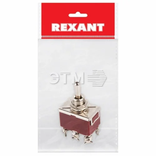 Тумблер 250В 6А (6c) (ON)-OFF-(ON) 2п (KN-223), REXANT — фото изделия