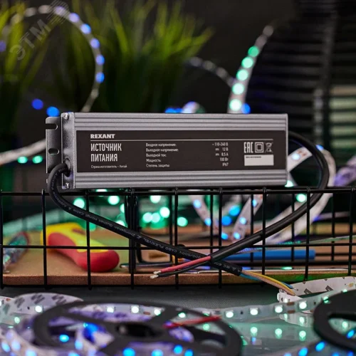 Источник питания 110-220 V AC/12 V DC 8,5 А 100 W с проводами влагозащищенный (IP67) — фото изделия