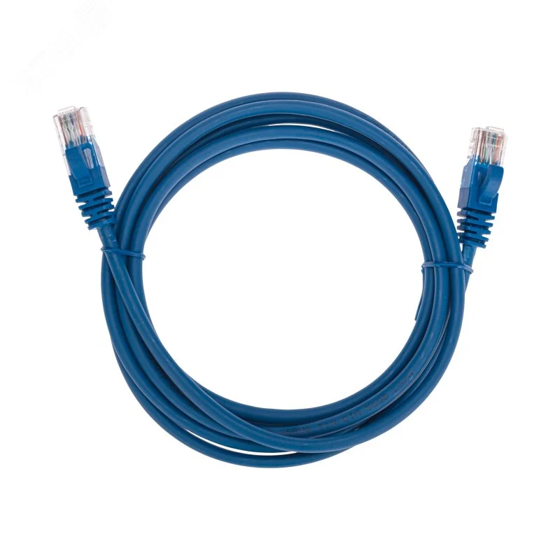 Патч-корд U/UTP, CAT 5e, RJ45-RJ45, 26AWG, LSZH, синий, 2м, — фото изделия