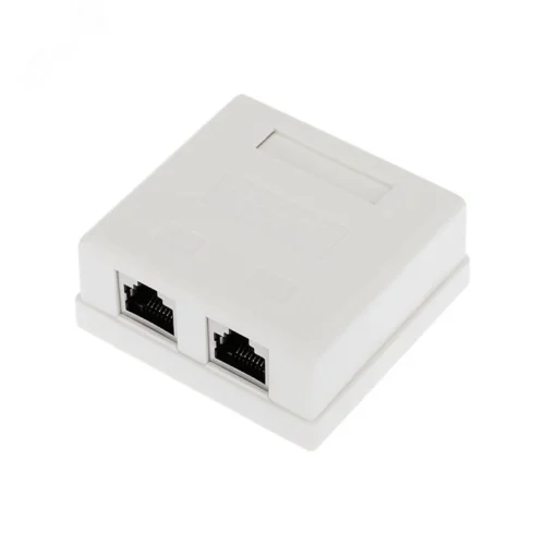 Розетка компьютерная внешняя 2-порта RJ-45 8P8C FTP экранированная кат6, — фото изделия