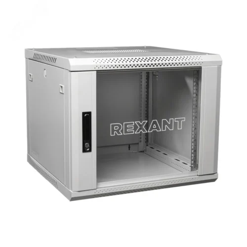 Шкаф настенный телекоммуникационный разборный 9U 600×450мм дверь стекло серый (RAL 7035) — фото изделия