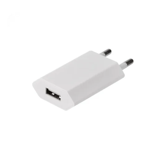 Устройство сетевое зарядное для iPhone, iPad USB, 5V, 1 A, белое, — фото изделия