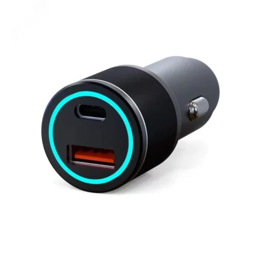 Зарядное устройство автомобильное c двумя портами USB-A + USB-A c LED-подсветкой 68Вт — фото изделия