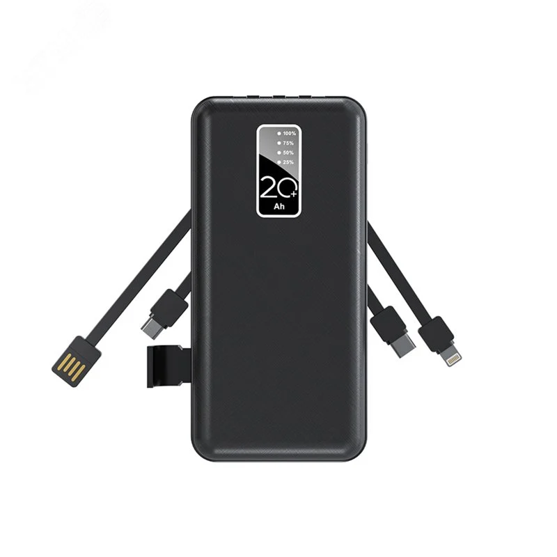 Устройство портативное зарядное Power Bank (аккумуляторная батарея) 20000 mAh, черное — фото изделия