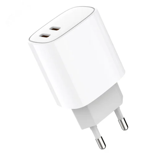 Устройство сетевое зарядное с двумя портами USB-C + USB-C, 20Вт — фото изделия