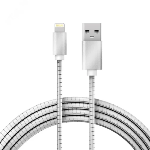 Кабель USB-Lightning для iPhone, metall, steel color, 1m, 18-4247, — фото изделия