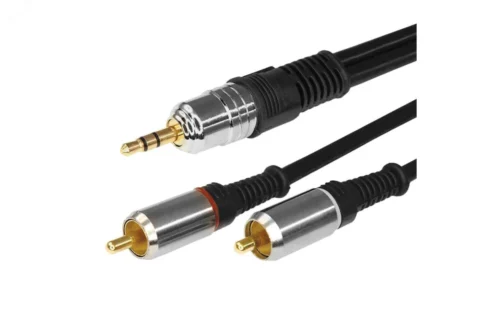 Аудио кабель 3.5 мм — 2 RCA, 3 м, GOLD-металл — фото изделия