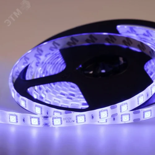 Лента светодиодная 14.4Вт/м 12В синий IP65 LEDx60/м 5м SMD5050 — фото изделия