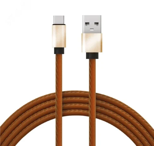 Кабель USB-Type-C, 2A, leather, brown, 1mУстройство зарядное, 18-1897, — фото изделия