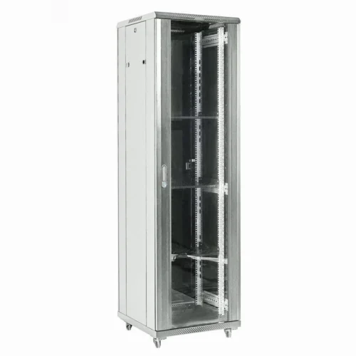 Шкаф напольный телекоммуникационный разборный 27U 600x600x1387мм дверь стекло серый (RAL 7035) — фото изделия