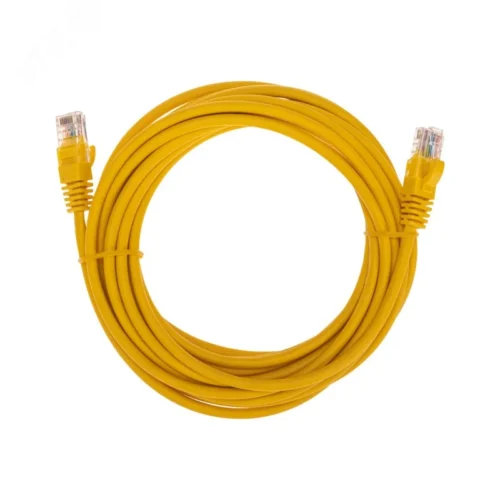 Патч-корд U/UTP, CAT 5e, RJ45-RJ45, 26AWG, LSZH, желтый, 5м, — фото изделия