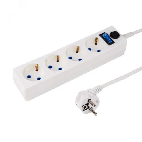 Фильтр сетевой PROconnect STANDARD 4 гнезда, 3 м, 3х0.75 мм, с/з + автовыключателем, белый — фото изделия