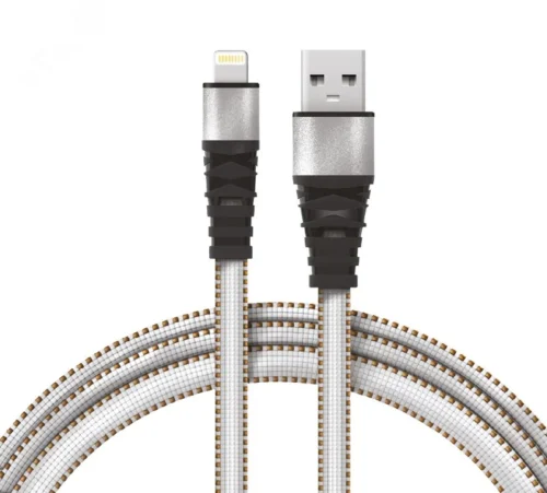Кабель USB-Lightning 2.4 A, 1 м, белая нейлоновая оплетка, 18-7056, — фото изделия