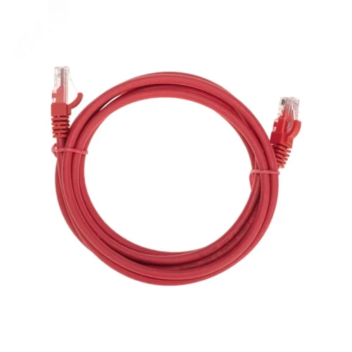 Патч-корд U/UTP CAT 6, RJ45-RJ45, 26AWG, LSZH, красный, 2м, — фото изделия