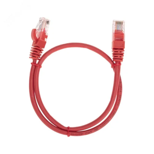 Патч-корд U/UTP, CAT 5e, RJ45-RJ45, 26AWG, LSZH, красный, 0,5м, — фото изделия
