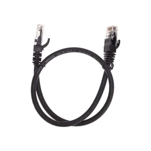 Патч-корд U/UTP CAT 6, RJ45-RJ45, 26AWG, LSZH, черный, 0.5м, — фото изделия