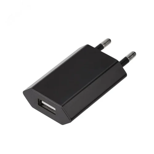Устройство сетевое зарядное для iPhone, iPad USB, 5V, 1 A, черное, — фото изделия