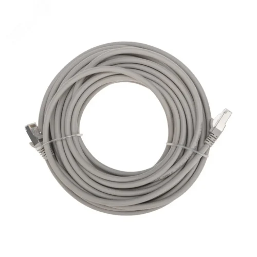 Патч-корд S/FTP CAT 6A (10G), RJ45-RJ45, 28AWG, LSZH, серый, 10м, — фото изделия