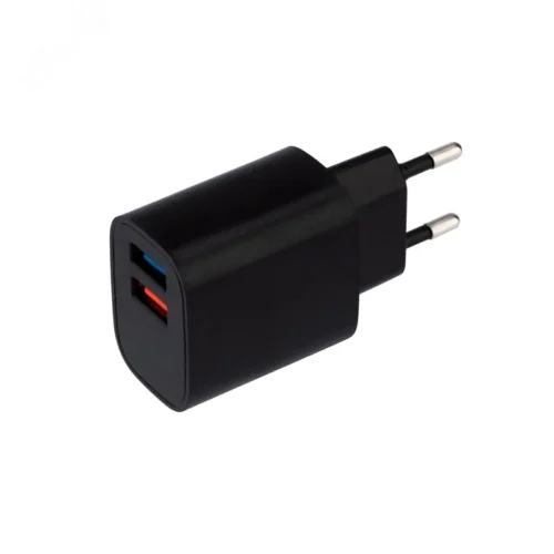 Устройство сетевое зарядное 2 x USB, 5V, 2.4 A, черное, — фото изделия