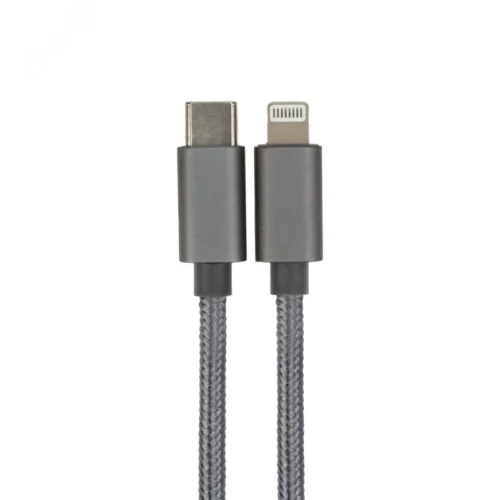 Кабель Type-C — Lightning PD, 1m, nylon, gray, 18-1826, — фото изделия