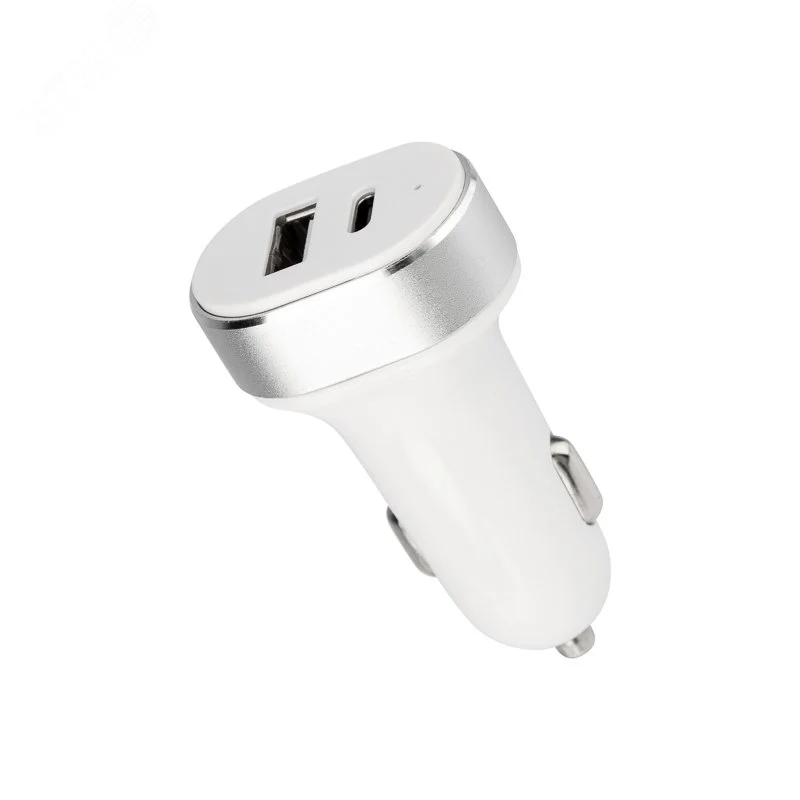 Автозарядка в прикуриватель АЗУ USB-A+USB-C 3.1 A белая — фото изделия