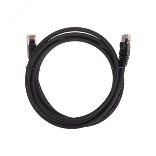 Патч-корд U/UTP CAT 6, RJ45-RJ45, 26AWG, LSZH, черный, 2м, — фото изделия